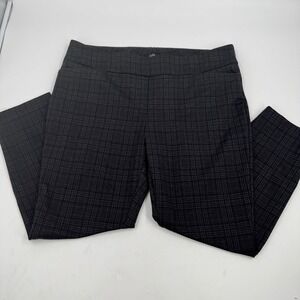 Dalia Womens XXLGrey Plaid Career Pull On Pants Comfortable Stretch Trousers